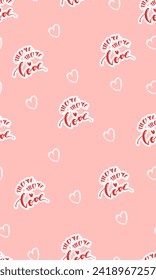 Valentine's Day seamless pattern. Vertical soft pink background with hearts. Love. Place for text, for congratulations, advertising, discounts. 