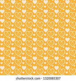 Valentine's day seamless pattern, yellow background texture, vector