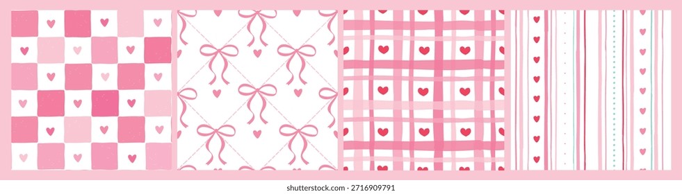 Valentine's day seamless patterns collection for textile prints, wallpapers, backgrounds, wrapping papers, stationery, scrapbooking, bedding, etc. EPS 10