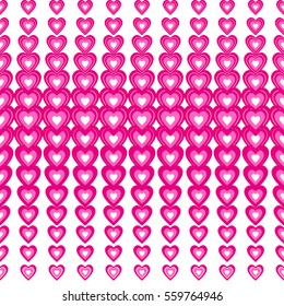 Valentine's day seamless patterns. Endless texture with hearts in pink and white. 
For invitations, scrap-booking, cards, posters. 
