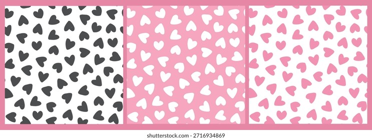 Valentinstag nahtlose Muster mit Herzen für Tapeten, Hintergründe, Wrapping Papers, Scrapbooking, Schreibwaren, Textildrucke, etc. EPS 10