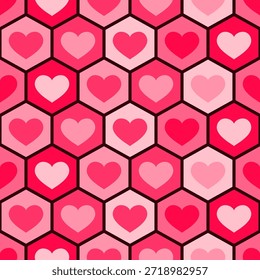 Valentinstag nahtlose Muster mit Herzen, romantischer Hintergrund. für Stoffdruck, Geschenkpapier, Tapete, Hochzeitsdekor. Vektorgrafik