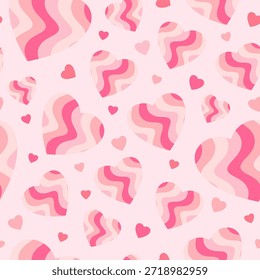 Valentinstag nahtlose Muster mit Herzen, romantischer Hintergrund. für Stoffdruck, Geschenkpapier, Tapete, Hochzeitsdekor. Vektorgrafik
