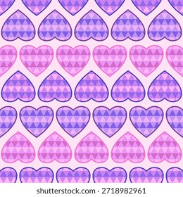 Valentinstag nahtlose Muster mit Herzen, romantischer Hintergrund. für Stoffdruck, Geschenkpapier, Tapete, Hochzeitsdekor. Vektorgrafik