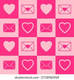 Valentinstag nahtlose Muster mit Herzen, romantischer Hintergrund. für Stoffdruck, Geschenkpapier, Tapete, Hochzeitsdekor. Vektorgrafik