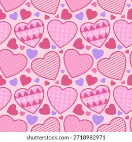 Valentinstag nahtlose Muster mit Herzen, romantischer Hintergrund. für Stoffdruck, Geschenkpapier, Tapete, Hochzeitsdekor. Vektorgrafik