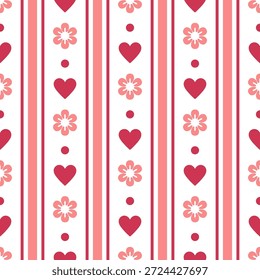 Valentinstag nahtlose Muster mit Herzen, romantischer Hintergrund. für Stoffdruck, Geschenkpapier, Tapete, Hochzeitsdekor. Vektorgrafik