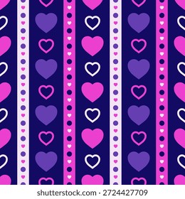 Valentine's day seamless patterns with hearts, Romantic background. for fabric print, gift wrapping paper, wallpaper, wedding decor. Vector illustration