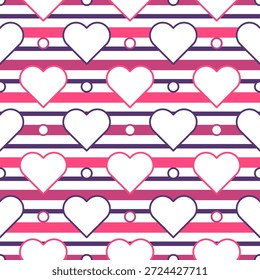 Valentine's day seamless patterns with hearts, Romantic background. for fabric print, gift wrapping paper, wallpaper, wedding decor. Vector illustration