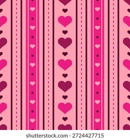 Valentine's day seamless patterns with hearts, Romantic background. for fabric print, gift wrapping paper, wallpaper, wedding decor. Vector illustration