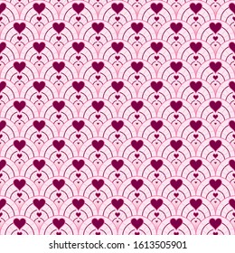 Valentines Day Seamless Repeat Pattern. Vector Heart Print.