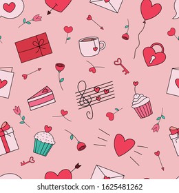 Valentine's day seamless repeat vector pattern. Valentine's day background.