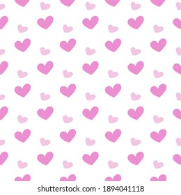 Valentine's day seamless repeating romantic pattern with pink delicate hearts. Can be used for wrapping paper, fabric, textile, as a cute pattern for baby clothes, love and romance theme