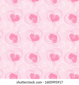 Valentines day Seamless texture. Cute Seamless pattern with hearts.  Vector  for your design. Perfect for fabrics print, background, wallpaper. EPS 8.