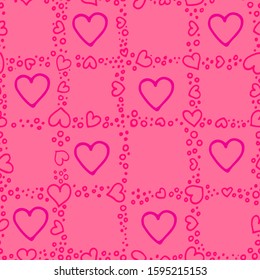 valentine`s day seamless vector cover with hearts pattern pink background   
