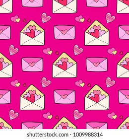 Valentine's Day seamless vector pattern. Lovely cute illustration.