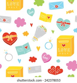 Valentines Day seamless vector pattern (white)