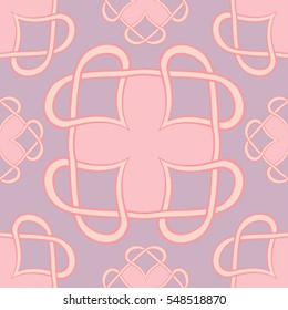 Valentines Day seamless vector pattern with hearts in pink and purple pastel colors. For textile, web background, print