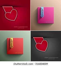 Valentine's Day Set cards with heart vector design element template, Vector Eps 10