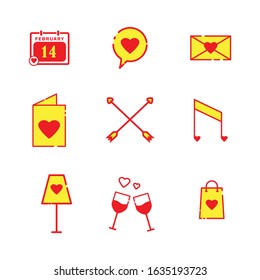Valentine's day set flat icon. Design template vector