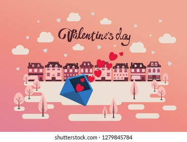 Valentines Day set, flat style. Love, romance and dating symbols collection, design element, object isolated. Heart, love letter, hearts, gift. Vector illustration, clip art, 14 february