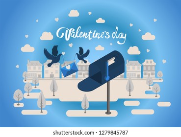 Valentines Day set, flat style. Love, romance and dating symbols collection, design element, object isolated. Heart, love letter, hearts, gift. Vector illustration, clip art, 14 february