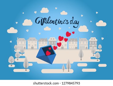 Valentines Day set, flat style. Love, romance and dating symbols collection, design element, object isolated. Heart, love letter, hearts, gift. Vector illustration, clip art, 14 february