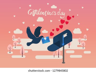 Valentines Day set, flat style. Love, romance and dating symbols collection, design element, object isolated. Heart, love letter, hearts, gift. Vector illustration, clip art, 14 february