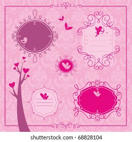 Valentine's day set of frames and design elements