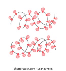 Valentines Day set with hand drawn love elements in modern flat style. Template for sticker kit, greeting, congratulations, invitations, planners. Vector isolated illustration.
