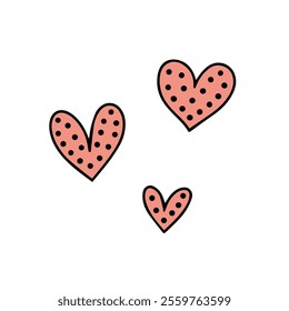 Valentine's day set of hand drawn illustrated hearts and love symbols. Black outlined icons set with simple heart shape doodles