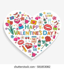 Valentines day set in heart