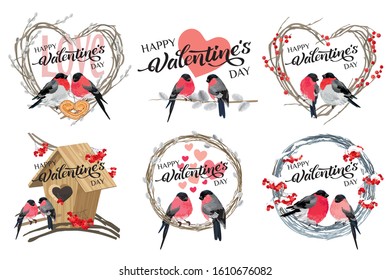 Valentines day set with heart pattern and typography of happy valentines day text . Vector illustration. Wallpaper, flyers, invitation, posters, brochure, banners.
