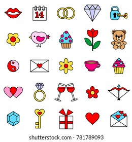 Valentines day set icons. Vector illustration