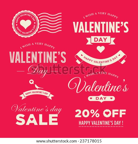  Valentines day set of label, badges, stamp and design elements