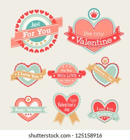 Valentine`s Day set - labels and emblems. Vector illustration.