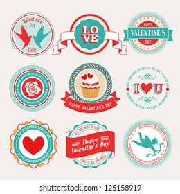 Valentine`s Day set - labels and emblems. Vector illustration.