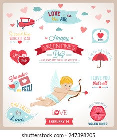 Valentine`s day set - labels, emblems and other decorative elements. 