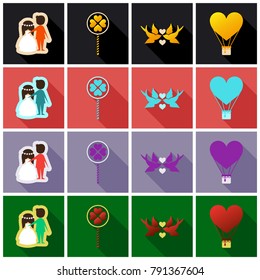 Valentine`s Day set - labels, emblems and other elements. Vector illustration.