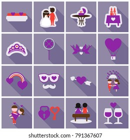 Valentine`s Day set - labels, emblems and other elements. Vector illustration.