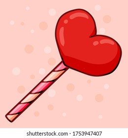  Valentine's Day set with love elements. Cute vector hand-drawn illustration isolated. red  lollypops. color sweet, 