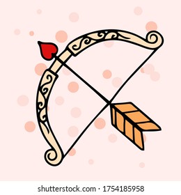 Valentine's Day set with love elements. cupid arrows Cute vector hand-drawn illustration isolated. 