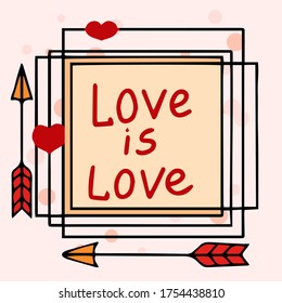 Valentine's Day set with love elements. declarations of love. romantic lettering, Cute vector hand-drawn illustration isolated. 