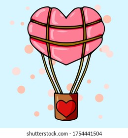 Valentine's Day set and love elements  heart shaped balloon  pink color   Cute vector hand  drawn illustration isolated  