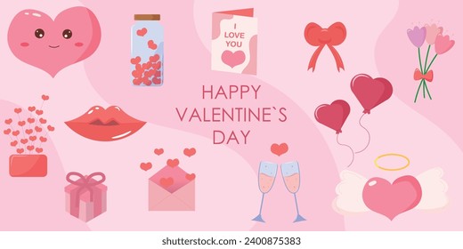 Valentine's Day set pink vector