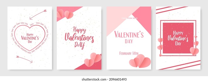 Valentine's Day set poster card. Red lovely heart.