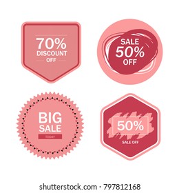 Valentine's Day set of sale label and sale banner with pink color design.