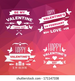 Valentine's Day set of symbols.Typography.Vector illustration.