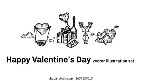 Valentine's Day Set. vector illustration on white background