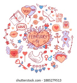 Valentine's Day set. Vector illustration.